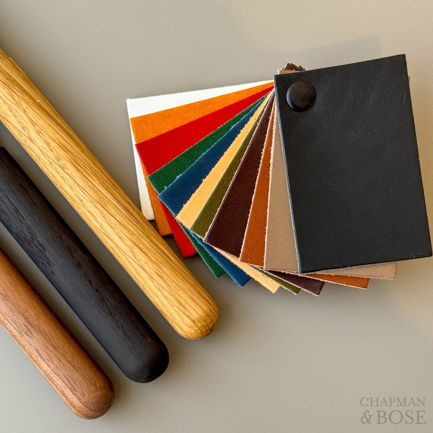 LEATHER & WOOD SAMPLE SET FOR WOOD BAR PULLS